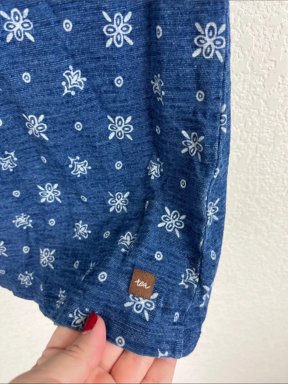 Tea Collection Bandana Printed Denim Cotton Flutter Sleeve Dress